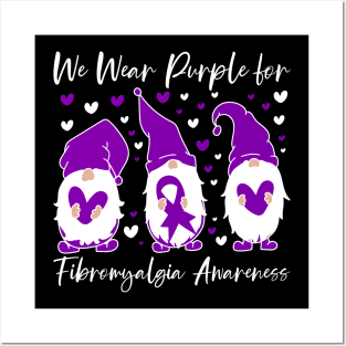 Fibromyalgia Awareness We Wear Purple for Fibromyalgia Gnome Posters and Art